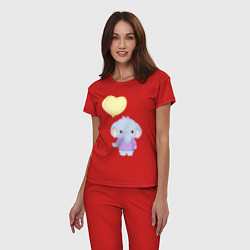 Пижама хлопковая женская Милый Слонёнок С Шариком, цвет: красный — фото 2