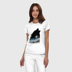 Пижама хлопковая женская Волк и космос, цвет: белый — фото 2