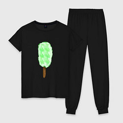 Пижама хлопковая женская Мороженое на палочке, цвет: черный