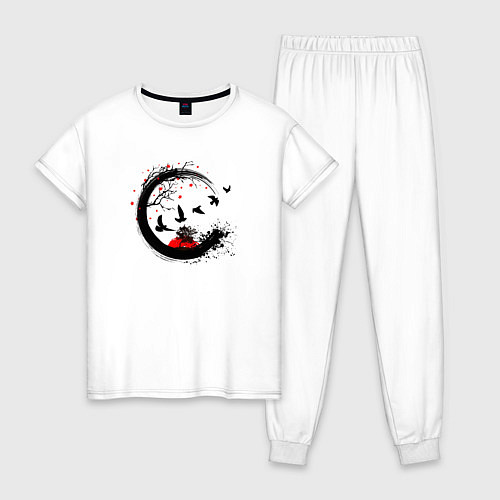 Женская пижама Закат в японском стиле / Белый – фото 1