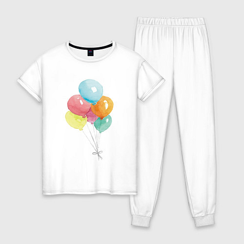 Женская пижама Акварельные воздушные шары / Белый – фото 1
