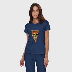 Пижама хлопковая женская Pizza - Skull, цвет: тёмно-синий — фото 2