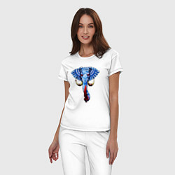 Пижама хлопковая женская Слон с тесаком, цвет: белый — фото 2