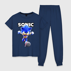 Пижама хлопковая женская Sonic the Hedgehog 2, цвет: тёмно-синий