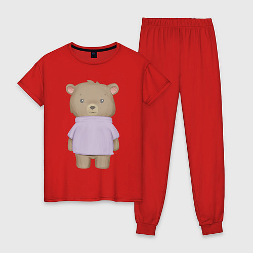 Женская пижама Милый Медвежонок В Кофте / Красный – фото 1
