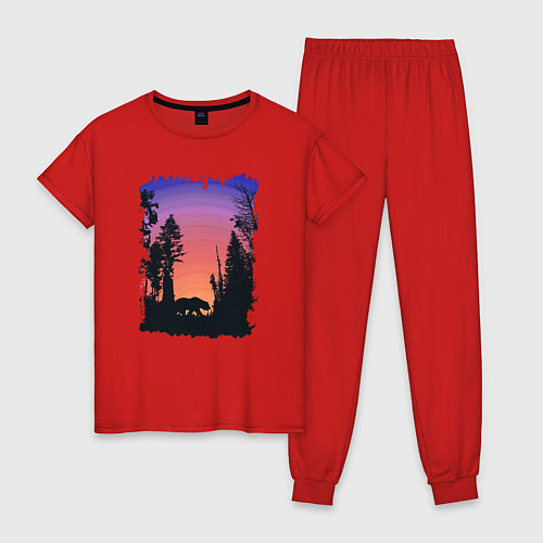 Женская пижама Заказ в лесу / Красный – фото 1