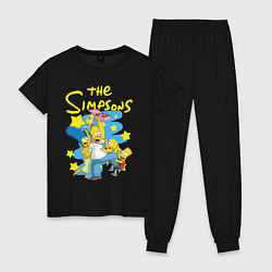 Пижама хлопковая женская The SimpsonsСемейка Симпсонов, цвет: черный