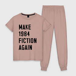 Пижама хлопковая женская Сделайте 1984 снова литературой, цвет: пыльно-розовый