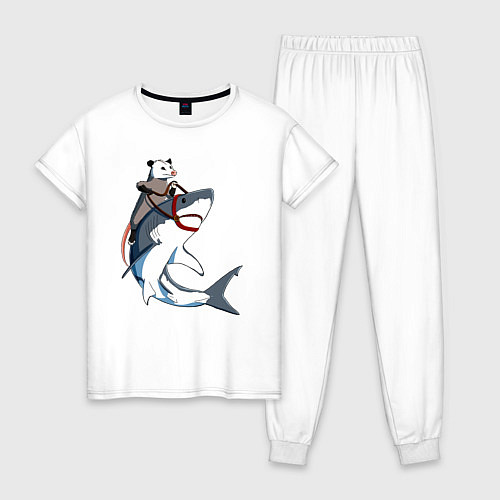 Женская пижама Опоссум верхом на акуле / Белый – фото 1