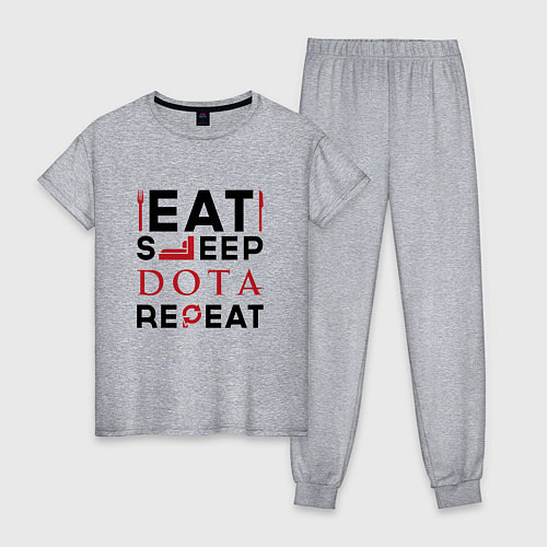 Женская пижама Надпись: Eat Sleep Dota Repeat / Меланж – фото 1