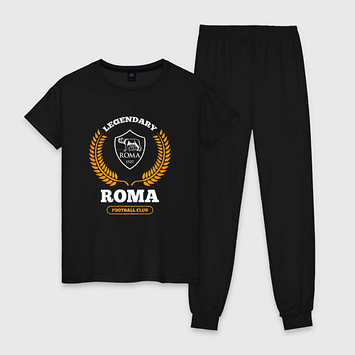 Женская пижама Лого Roma и надпись Legendary Football Club / Черный – фото 1