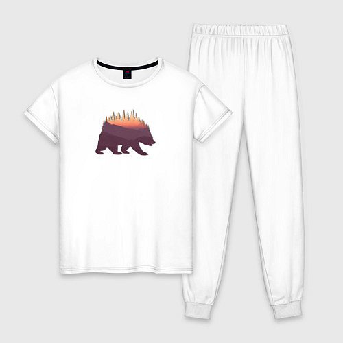 Женская пижама Медведь с деревьями / Белый – фото 1