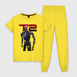 Пижама хлопковая женская Terminator 2 - T800, цвет: желтый