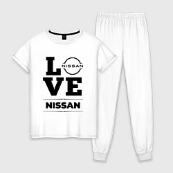 Пижама хлопковая женская Nissan Love Classic, цвет: белый
