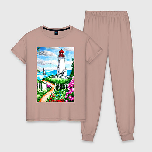 Женская пижама Маяк на берегу / Пыльно-розовый – фото 1
