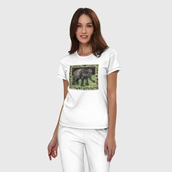 Пижама хлопковая женская Olifant Met Fles Слон, цвет: белый — фото 2