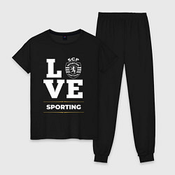 Пижама хлопковая женская Sporting Love Classic, цвет: черный
