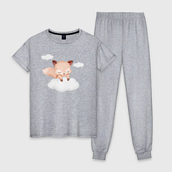 Женская пижама Милый Лисёнок Сидит На Облачке Среди Облаков
