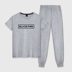 Пижама хлопковая женская BLACKPINK LOGO, цвет: меланж