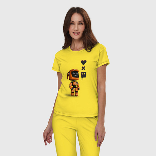 Женская пижама Оранжевый робот с логотипом LDR / Желтый – фото 3