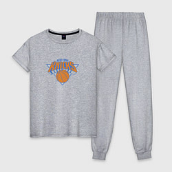 Пижама хлопковая женская Нью-Йорк Никс NBA, цвет: меланж
