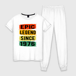 Пижама хлопковая женская Эпичная легенда с 1976 года, цвет: белый