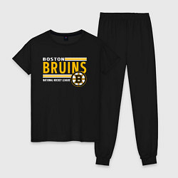 Пижама хлопковая женская NHL Boston Bruins Team, цвет: черный
