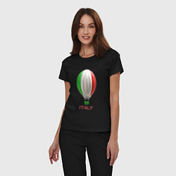 Пижама хлопковая женская 3d aerostat Italy flag, цвет: черный — фото 2