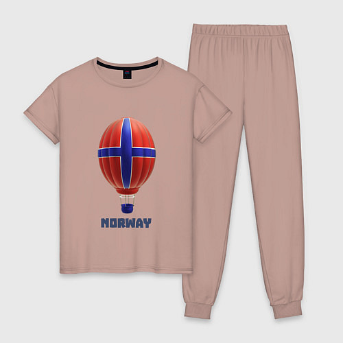 Женская пижама 3d aerostat Norway flag / Пыльно-розовый – фото 1