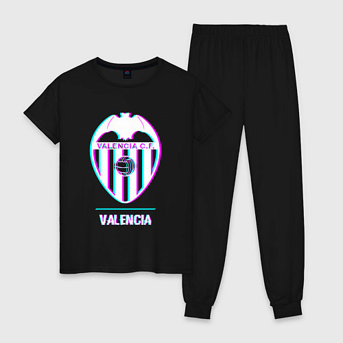 Женская пижама Valencia FC в стиле Glitch / Черный – фото 1