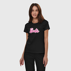 Пижама хлопковая женская Barbie logo, цвет: черный — фото 2