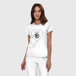 Пижама хлопковая женская Лого Benfica в сердечке, цвет: белый — фото 2