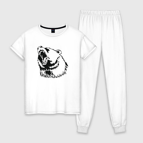 Женская пижама Медведь арт чб / Белый – фото 1