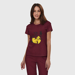 Пижама хлопковая женская Wu-Tang Is For The Children, цвет: меланж-бордовый — фото 2