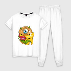 Пижама хлопковая женская Одноглазый бургер, цвет: белый