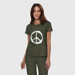 Пижама хлопковая женская Pacific symbol white, цвет: меланж-хаки — фото 2