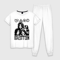 Пижама хлопковая женская Led Zeppelin Black, цвет: белый