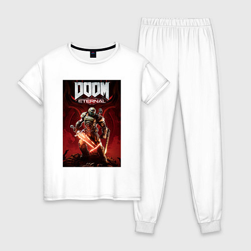 Женская пижама Doom eternal - slayer / Белый – фото 1