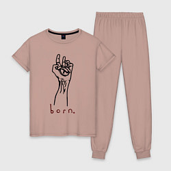 Пижама хлопковая женская Half life - born, цвет: пыльно-розовый