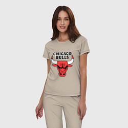 Пижама хлопковая женская Chicago Bulls, цвет: миндальный — фото 2