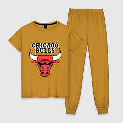 Пижама хлопковая женская Chicago Bulls, цвет: горчичный