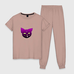 Пижама хлопковая женская Черный кот Лов, цвет: пыльно-розовый