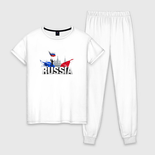 Женская пижама Russia объемный текст / Белый – фото 1