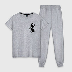 Пижама хлопковая женская Hollow Knight на краю, цвет: меланж