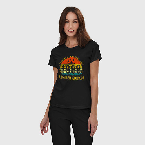 Женская пижама Легендарно потрясающе эпично с 1988 года / Черный – фото 3