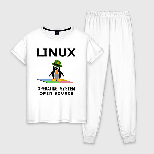 Женская пижама Пингвин линукс / Белый – фото 1