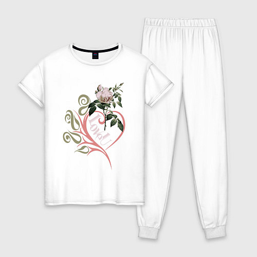 Женская пижама Роза для любимой love u / Белый – фото 1