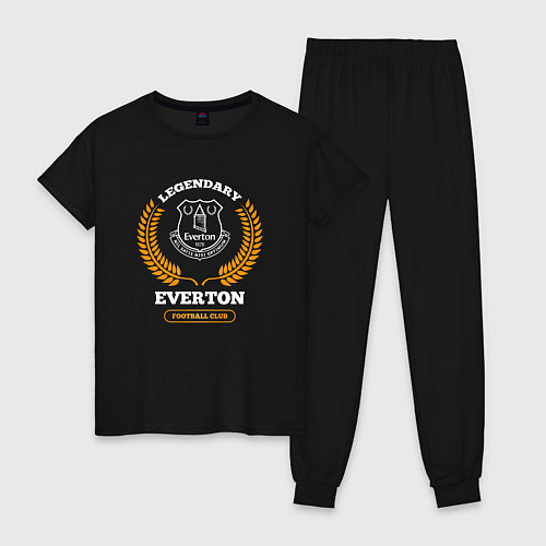 Женская пижама Лого Everton и надпись legendary football club / Черный – фото 1