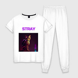 Пижама хлопковая женская STRAY HK Project, цвет: белый