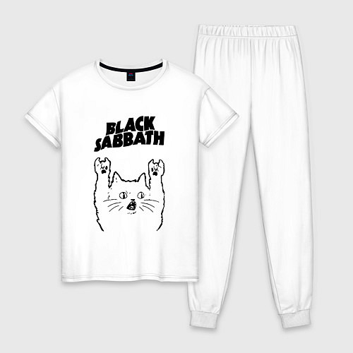 Женская пижама Black Sabbath - rock cat / Белый – фото 1